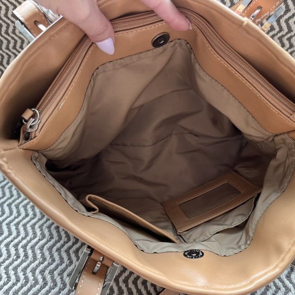 Giana Bernini Patchwork Multi - Color Leather Women's Purse HandBag Brown Beige - Picture 5 of 10